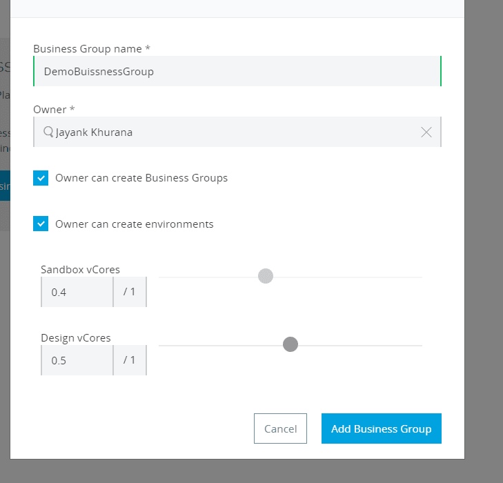 Creating Business Group In MuleSoft