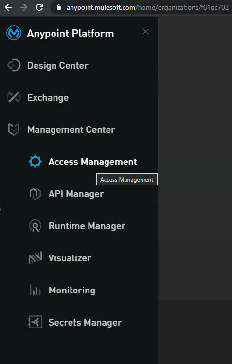 Anypoint Platform Side Panel 