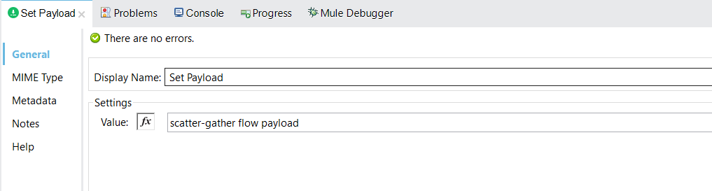 Configuration of Set Payload